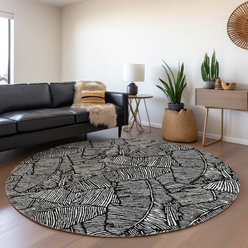 Premium Washable Super Soft Palm Beach Mayfield Rug - Black - 8' x 8'