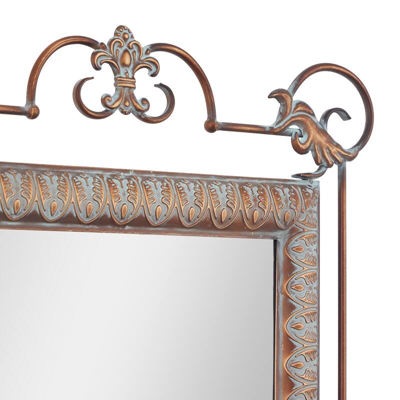 Bronze Metal Leaf Console Table with Mirror with Scrolled Legs (Set of 2) - 23 x 1 x 32
