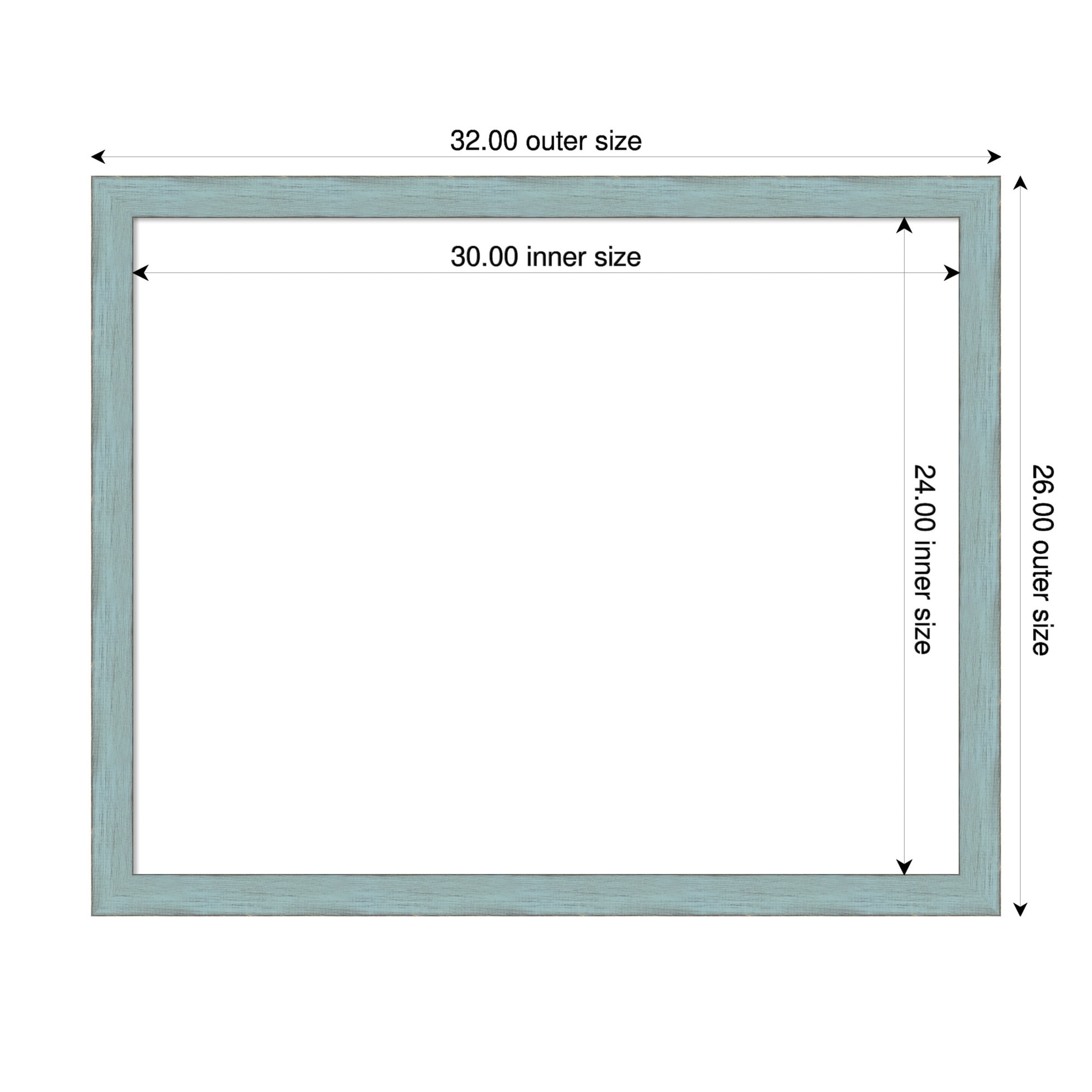 Amanti Art Sky Blue Rustic Framed Dry Erase Magnetic Board
