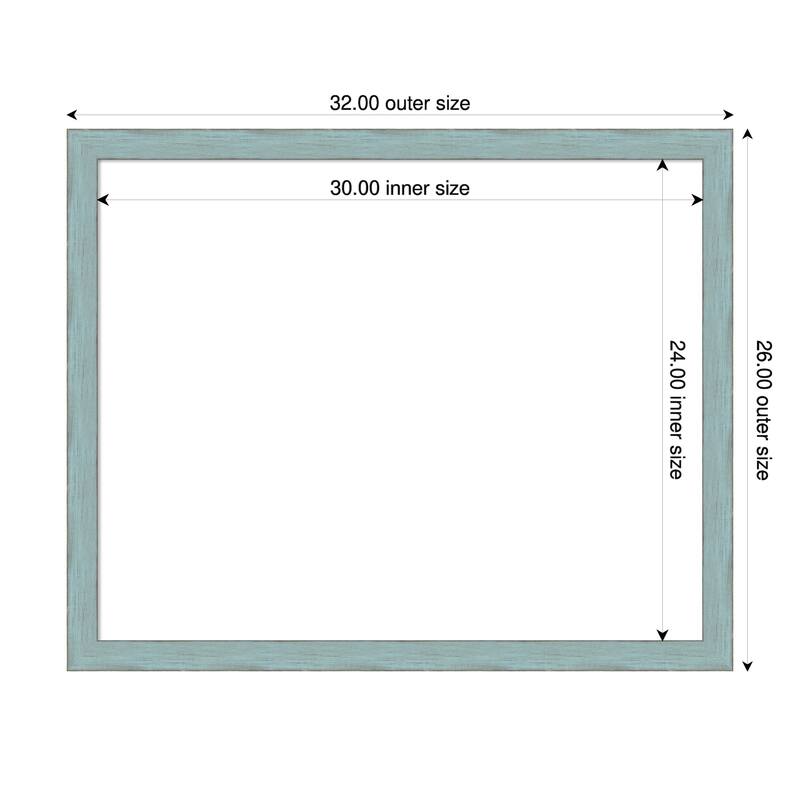 Amanti Art Sky Blue Rustic Framed Dry Erase Magnetic Board - 32 x 26 in
