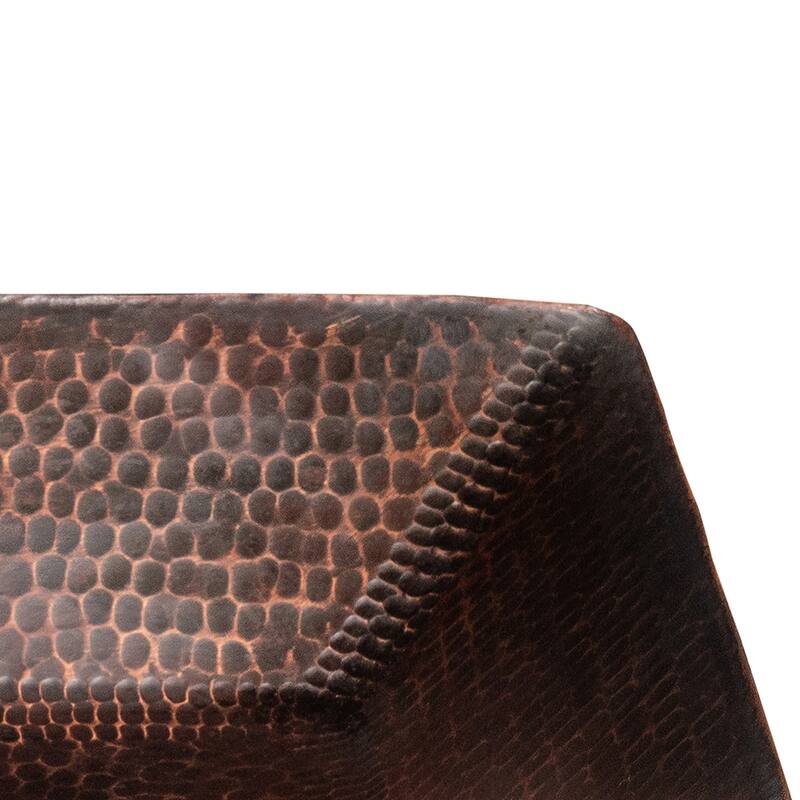 14-in Square Hand Forged Old World Copper Vessel Sink (PVSQ14DB)