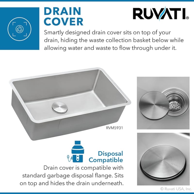 Ruvati 31-inch Undermount Kitchen Sink 16 Gauge Stainless Steel Single Bowl - RVM5931 - 31" X 18"