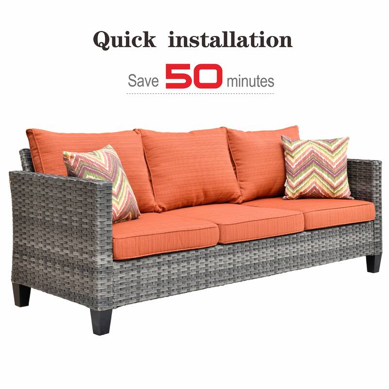 OVIOS 5-Piece Deep Seat Wicker Outdoor Patio Furniture Set