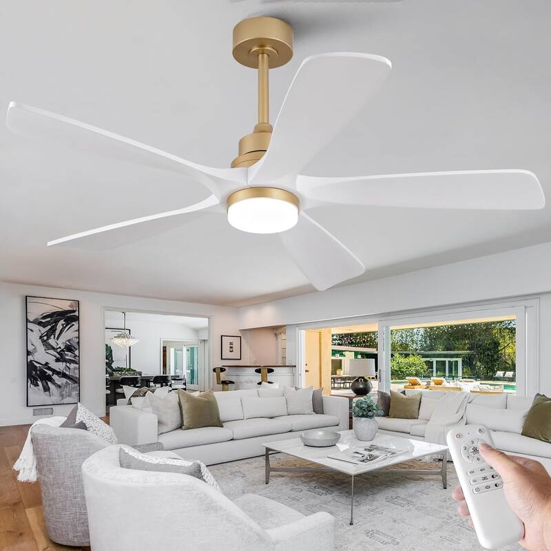 42/52 Inch Ceiling Fan,Electric Fan with Lights & Remote Control,Dimmable 3-Color LED