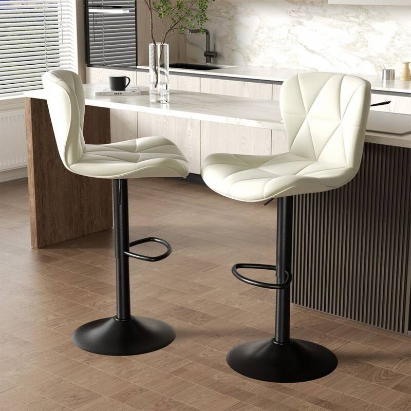 Set of 2 Faux Leather Counter Height Bar Stools
