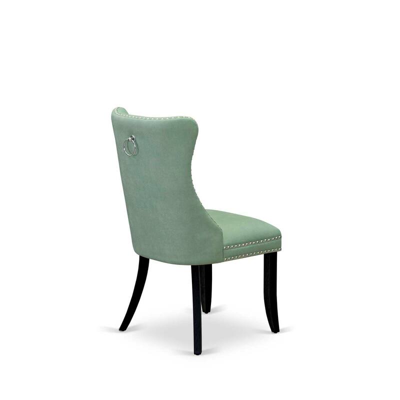 Modern Parson Dining Chairs - Padded Faux Leather Set of 2 - Elegant Nailhead Trim
