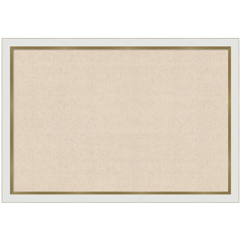 Kate and Laurel Pinboard Neutral Linen - 39x27 - Eva White Gold Narrow