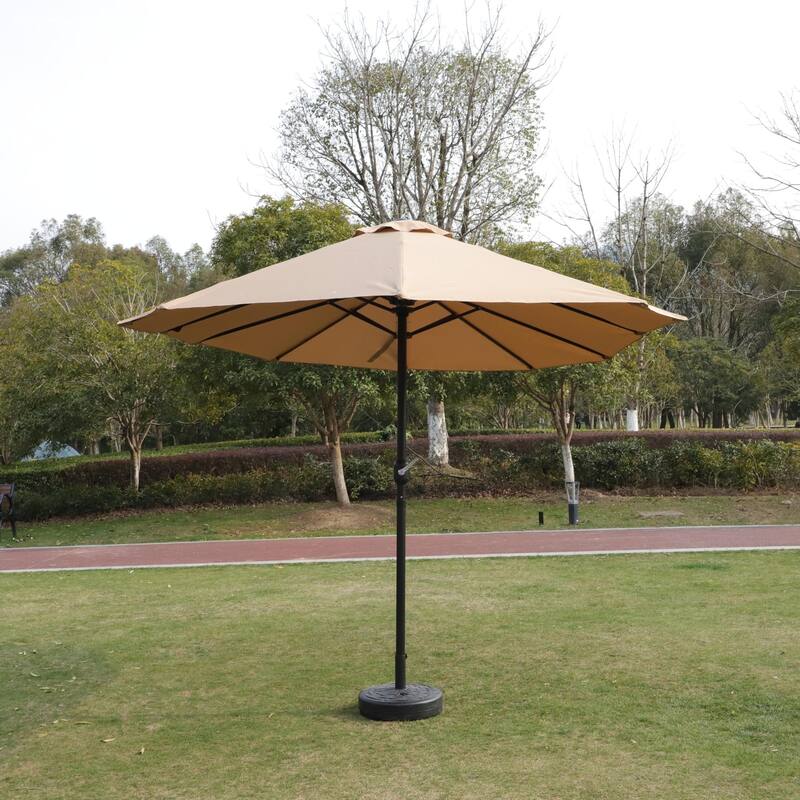 Large Double Sided Rectangular Outdoor Double Terrace Market Umbrella with Lights and Base