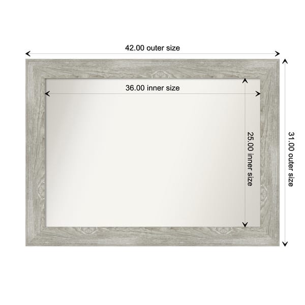 dimension image slide 15 of 113, Dove Greywash Framed Non-Beveled Custom Wall Mirror, Bathroom Vanity Mirror