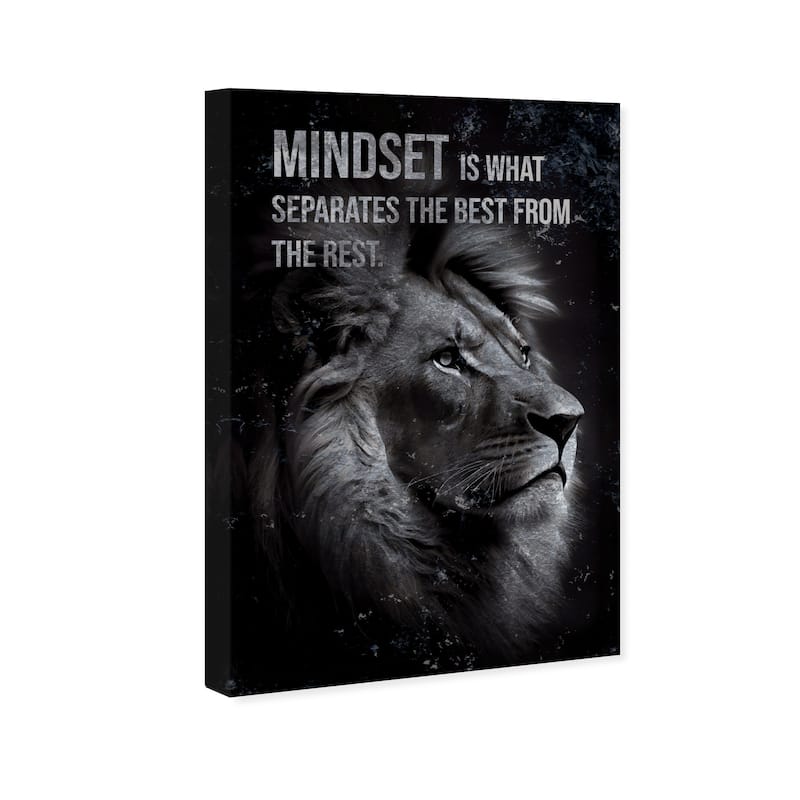 Wynwood Studio Canvas Animals Mindset Lion Black and Modern & Contemporary Wall Art Canvas Print - Black, Gray