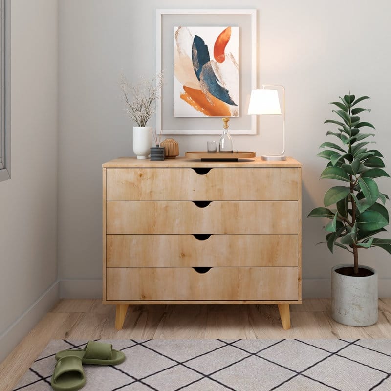 Minimalist 4-Drawer Dresser - Wooden Cabinet