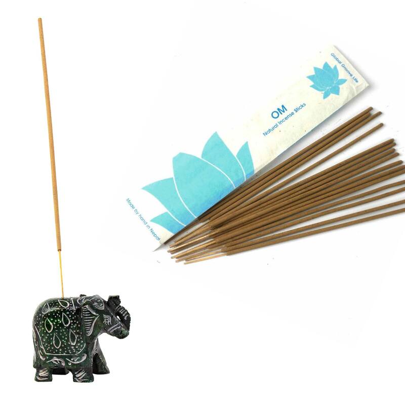 Handmade Elephant Soapstone Incense Holder with Stick Incense