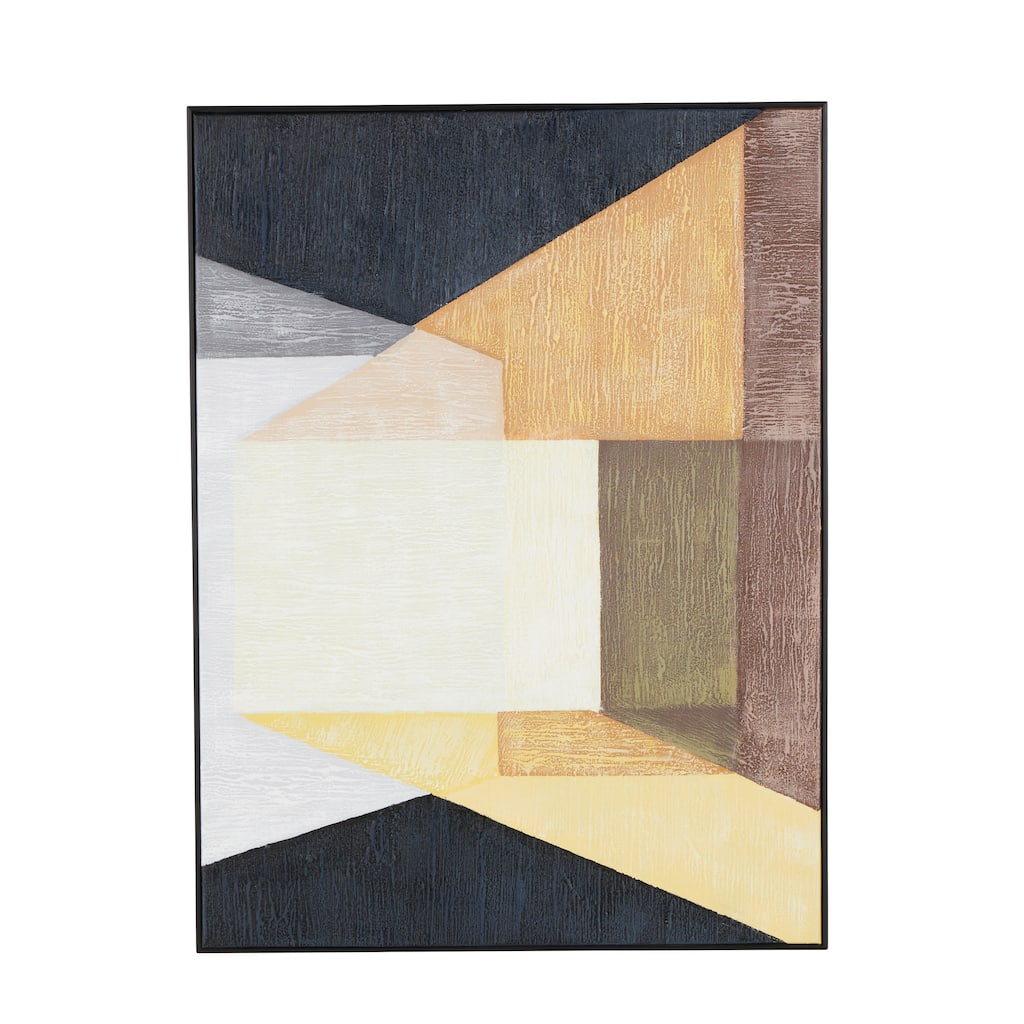 Canvas Abstract Colorblock Shape Living Room Framed Wall Art with Black Frame - Multi Colored - Roche River Decor