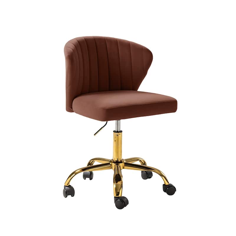 Ilia Modern Velvet Wingback 360 degree Ergonomic Office Task Chair with Channel Tufted Back by HULALA HOME