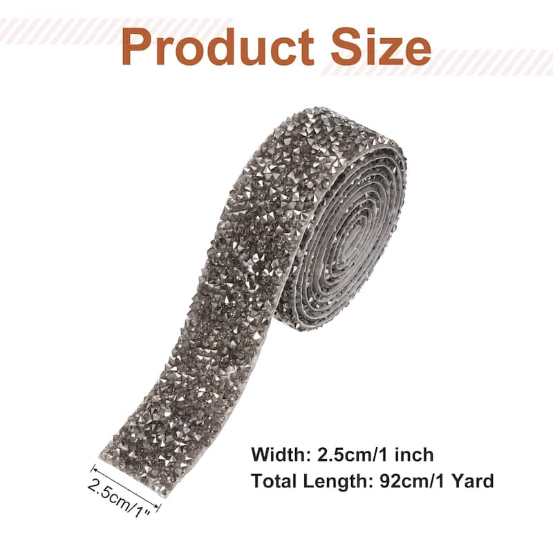 Crystal Rhinestone Sticker Ribbon - Silver Grey - 1 Inch