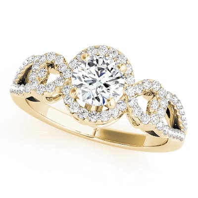 Auriya 14k Yellow Gold Lab Grown Round Diamond Halo Engagement Ring 0.50 to 5.00 ct. tw. (F-G VS)