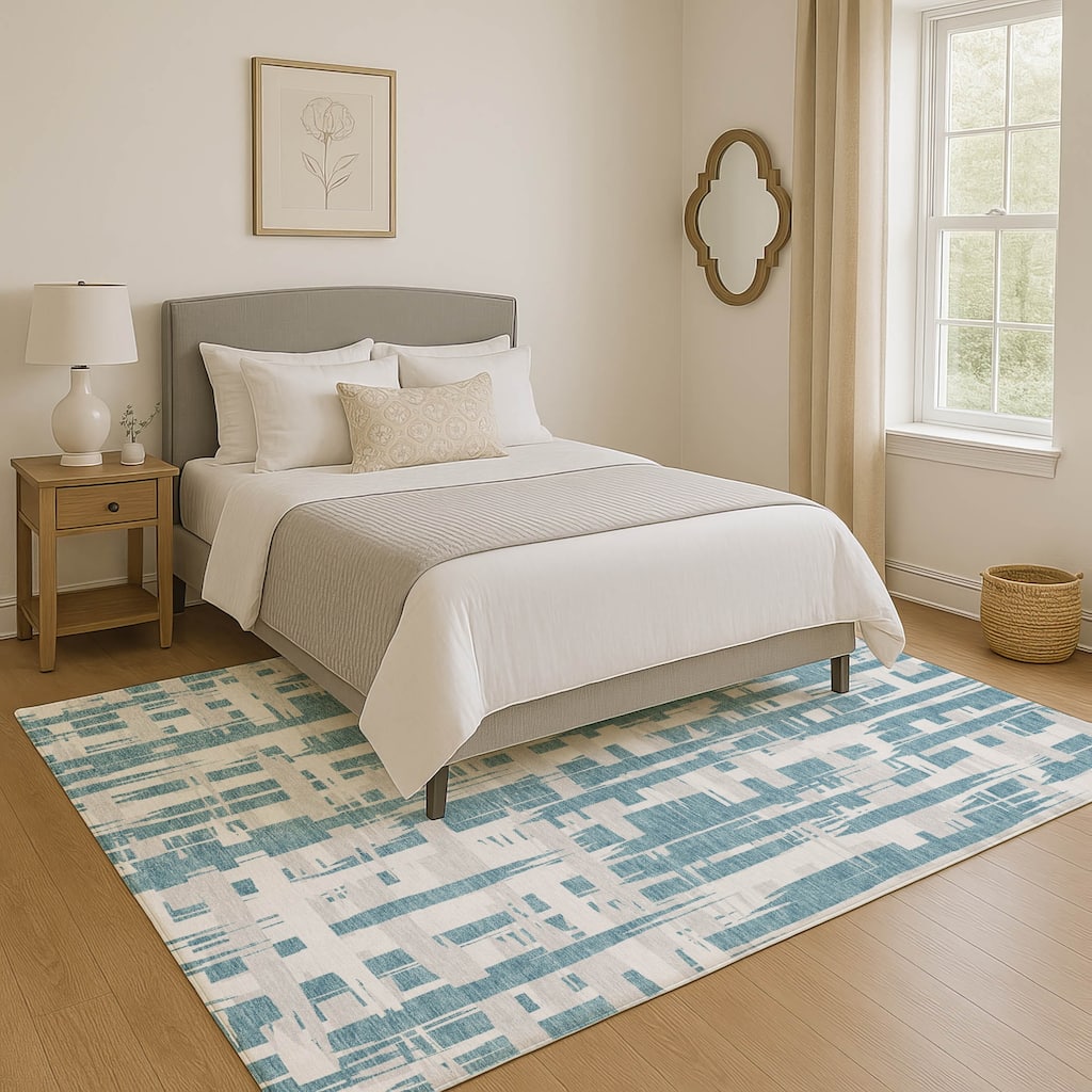 Premium Washable Super Soft Contemporary Plaid Mayfield Rug