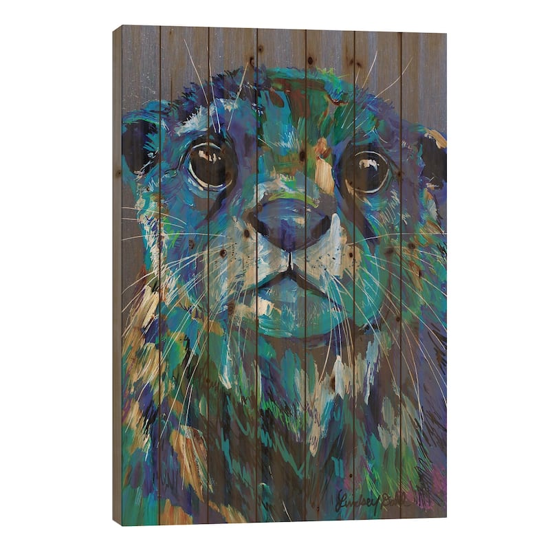 Otter Print On Wood by Lindsey Dahl - Multi-Color - 26x18x1.5