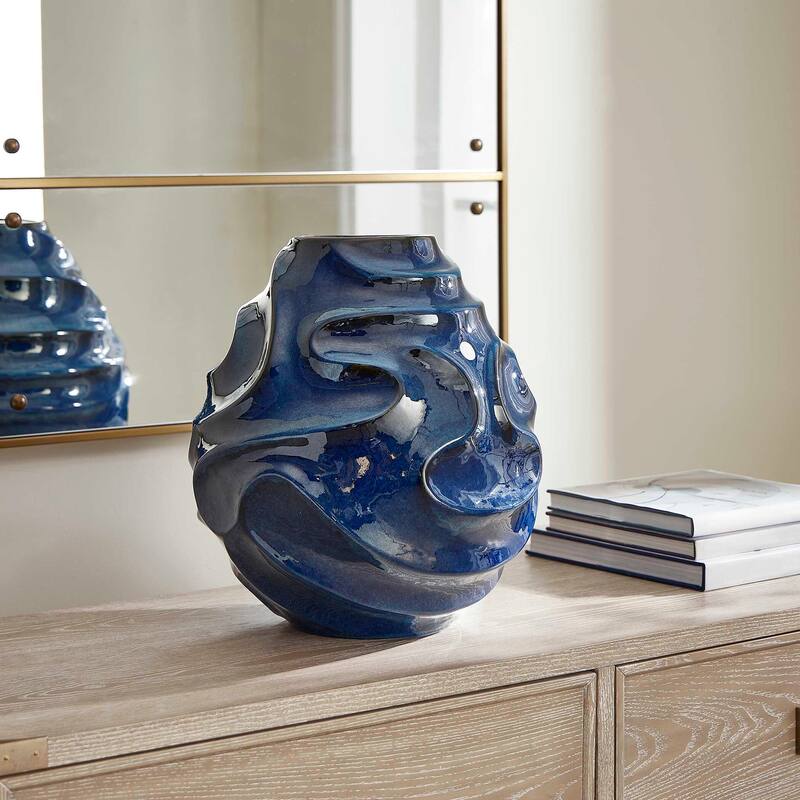 Uttermost 18285 Helix 16" Tall Earthenware Vase - Blue