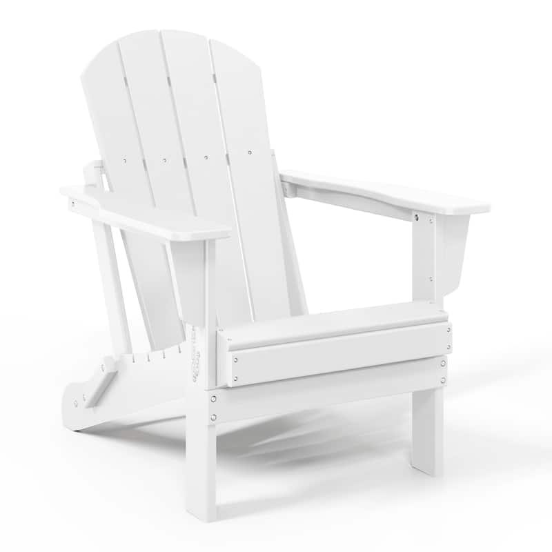 Polytrends Laguna Fade Resistant All Weather Outdoor Patio Folding Adirondack Chair - White