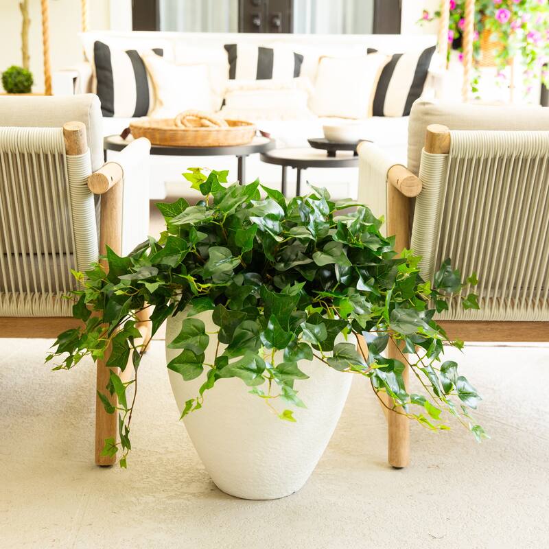 24-in UV Resistant Artificial Puff Ivy Hanging Plant - Set of 3