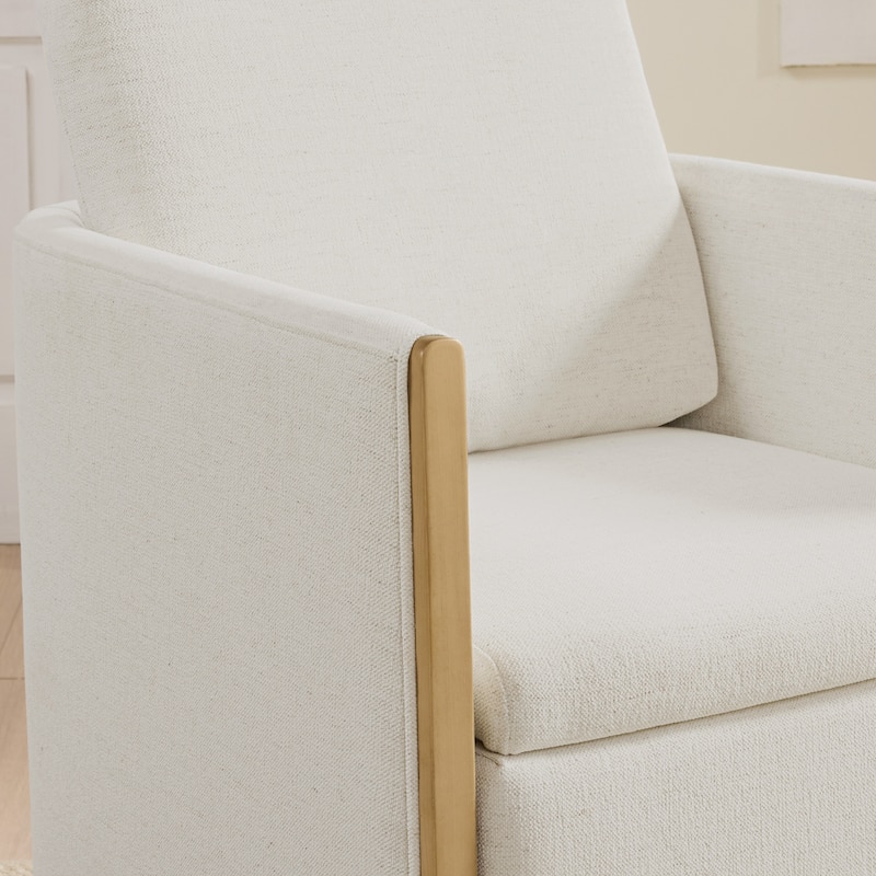 Spruce & Spring Modern Chenille Dining Chair with Casters, Wood Inlay & Hidden Storage