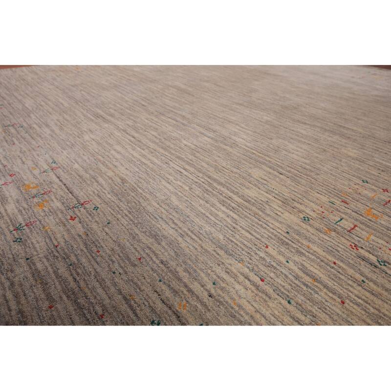 Striped Tribal Gabbeh Square Area Rug Handmade Wool Carpet - 8'0" X 7'11"