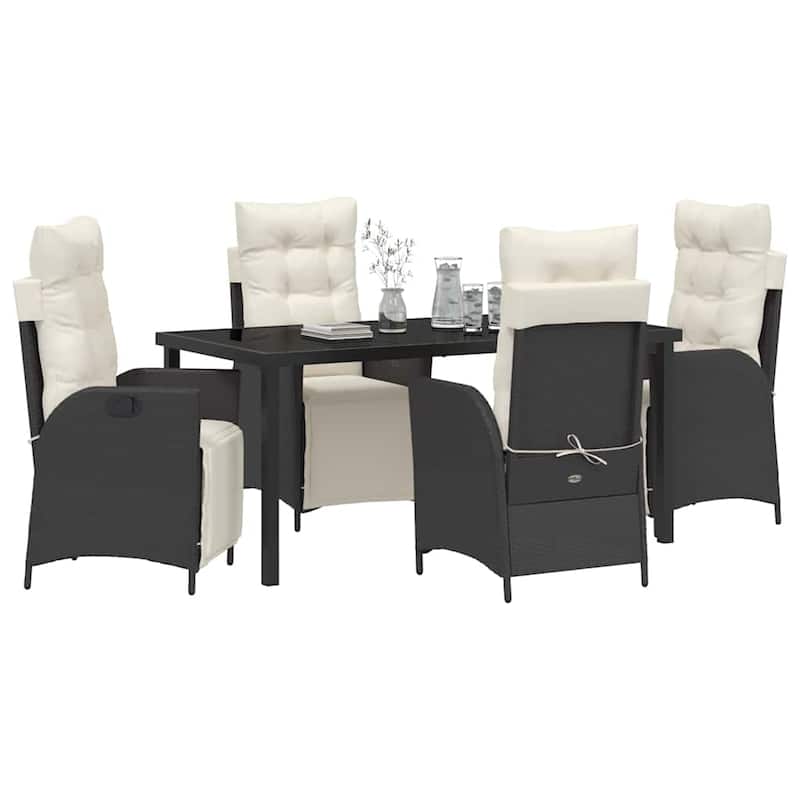 vidaXL Garden Dining Set with Cushion Poly Rattan