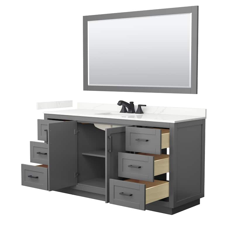 Miranda 66-inch Single Vanity, Quartz Top, 58-inch Mirror