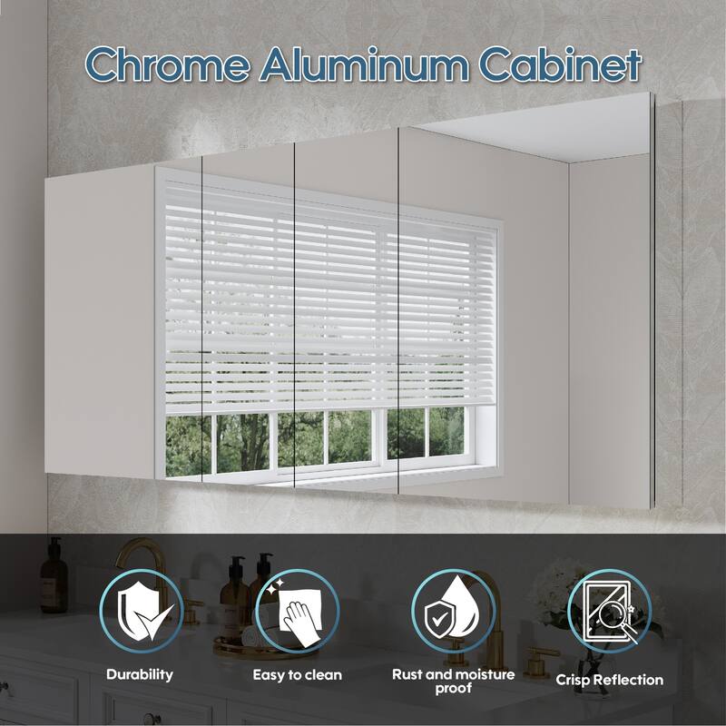 30'H Bathroom Recessed or Surface Wall Mount Medicine Cabinet With Adjustable Glass Shelves