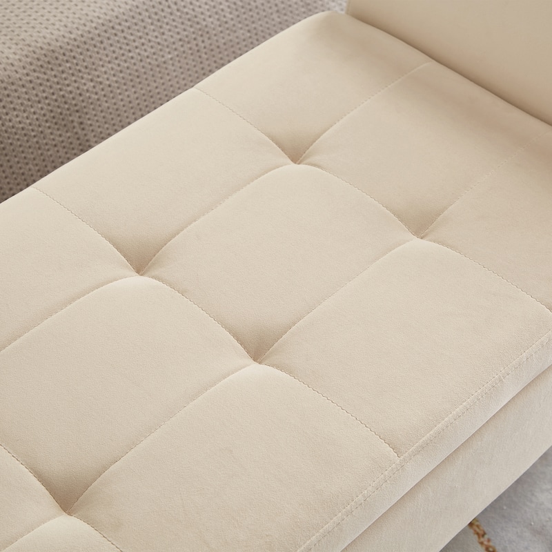 Velvet Storage Bench, Ottoman Bench Upholstered Fabric End of Bed Bench with Wood Legs, Flipping Lid Entryway Footrest