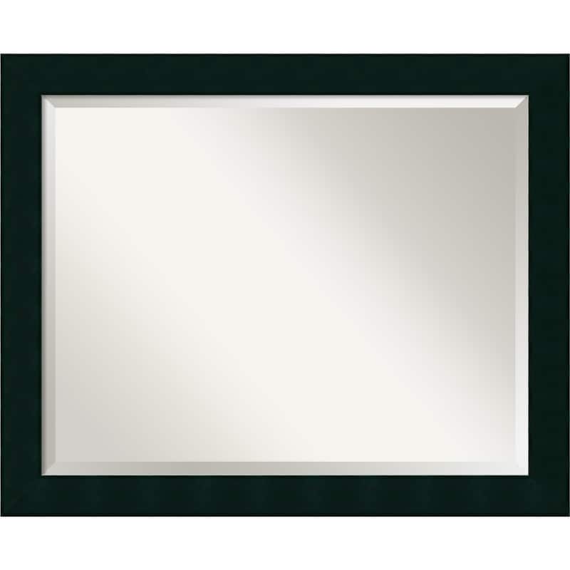Beveled Wood Bathroom Wall Mirror - Tribeca Black Frame - Outer Size: 32 x 26 in
