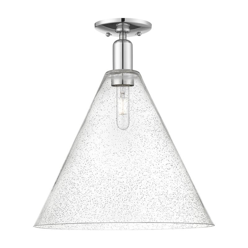 Innovations Lighting Endless Possibilities Arcadia - Berkshire Glass - 1 Light 16" Semi-Flush Mount - Polished Chrome/Seedy