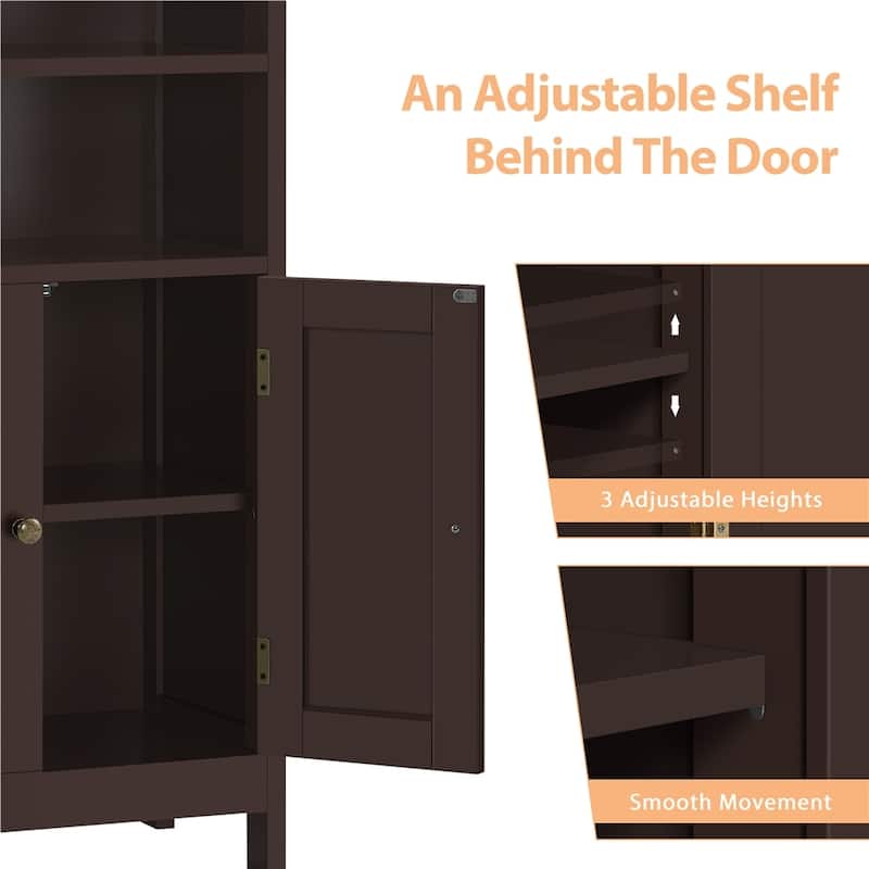 Yaheetech 5-Tier Wooden Bathroom Floor Cabinet with Adjustable Shelf