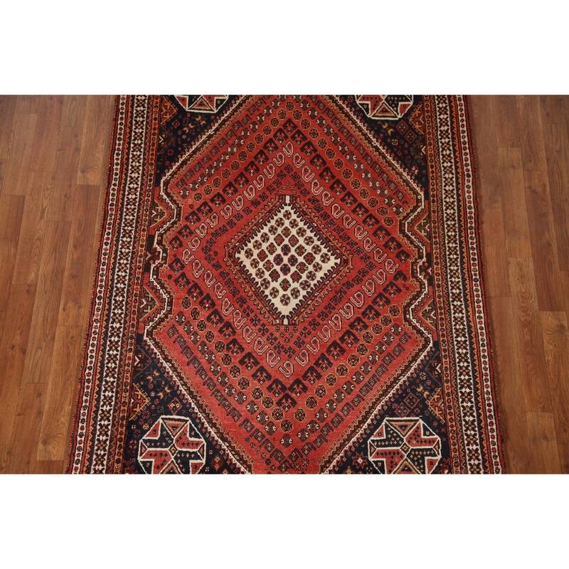 Qashqai Persian Vintage Area Rug Bedroom Hand-knotted Wool Carpet - 4'4"x 7'0"