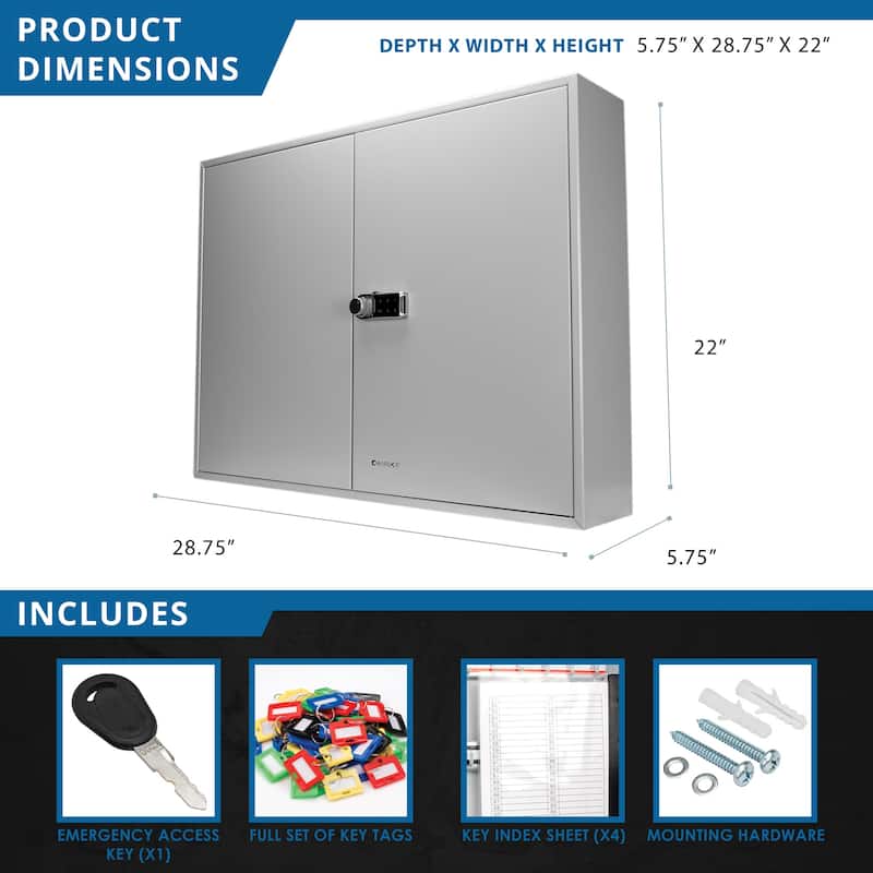 400-Adjustable Key Lock Box With Digital Lock Grey
