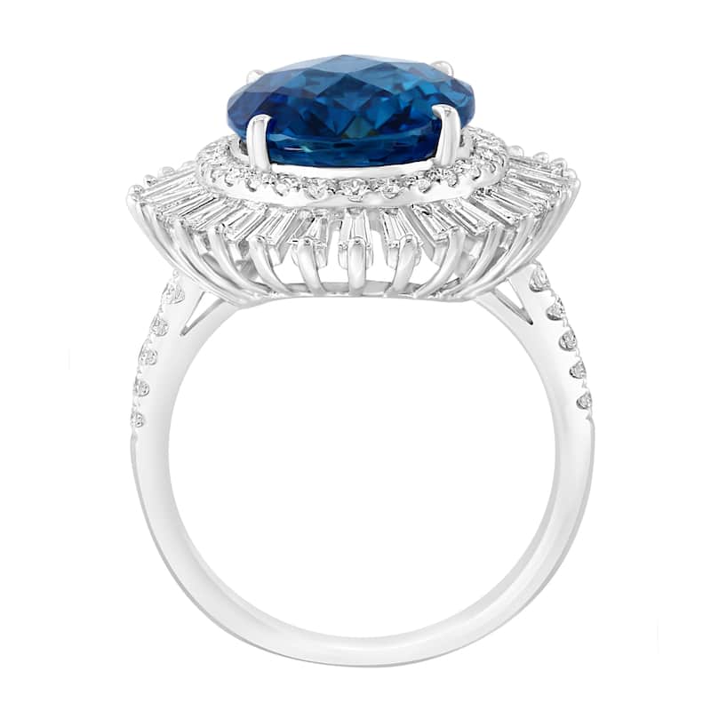 EFFY 14K Gold Diamond,London Blue Topaz Oval Ring