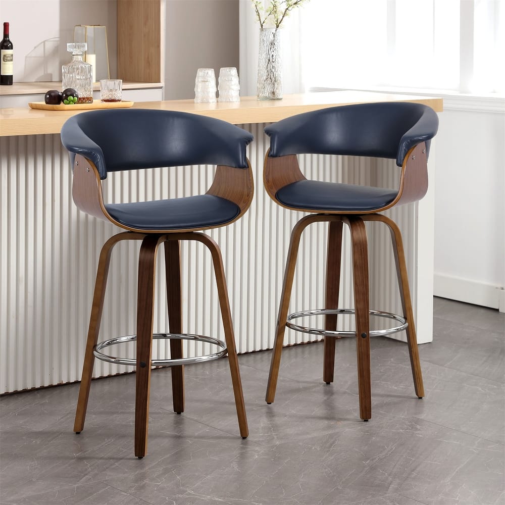 Modern Swivel Bar Stools Upholstered Counter Height Stools, Set of 2
