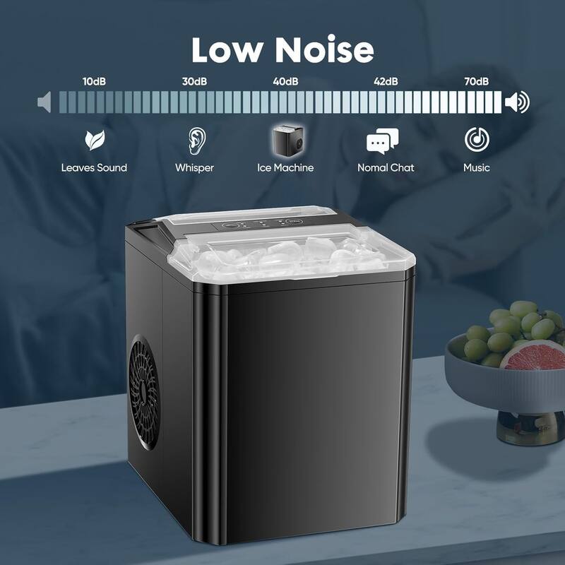 Ice Maker Countertop, 9 Cubes in 6 Mins, 2 Sizes Bullet Cubes Makers with Ice Scoop, Basket - 10.6"D x 8.9"W x 11.4"H
