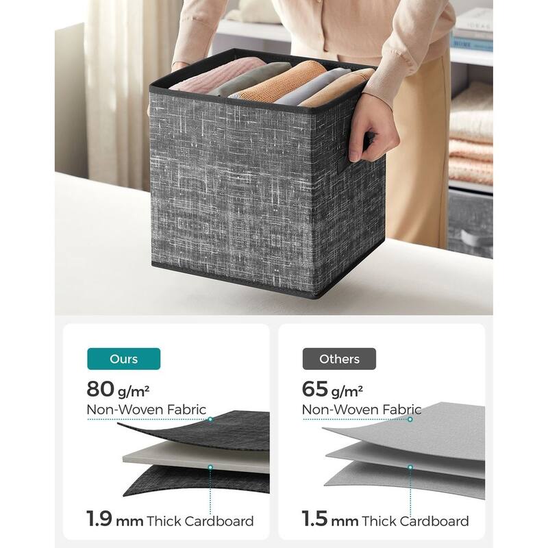 6 Fabric Foldable Storage Cubes with Handles Stylish Print Ideal for Bedroom and Living Room
