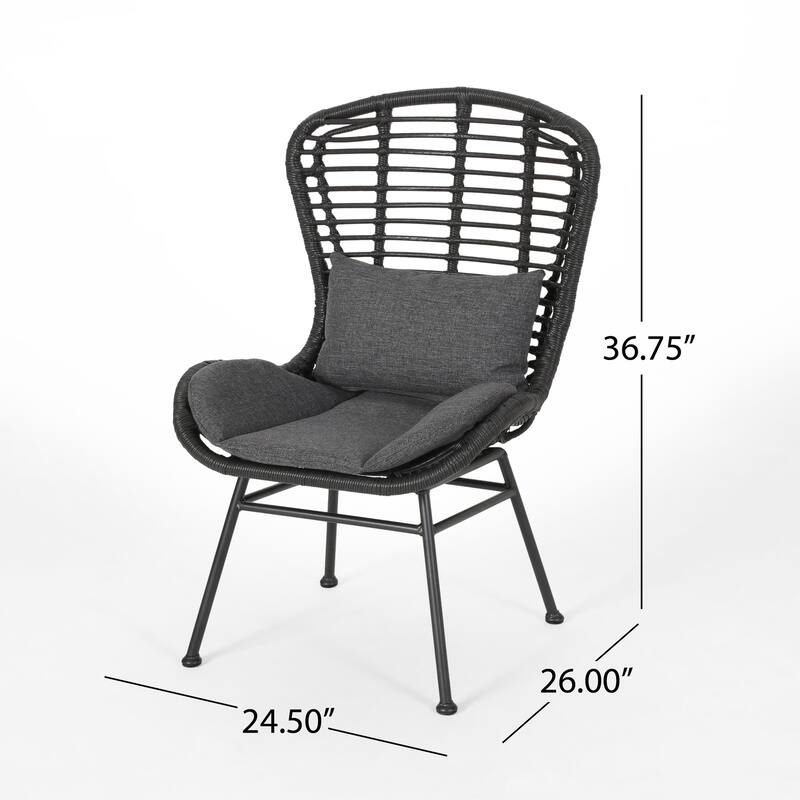 Roomfitters Modern Woven Rattan High Back Patio Lounge Chairs with Cushions, Set of 2