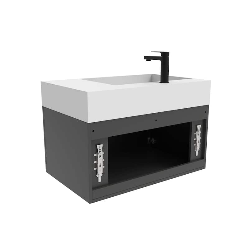 Amazon 30" Wall Mounted Bathroom Left Basin Vanity Set w/ White Top
