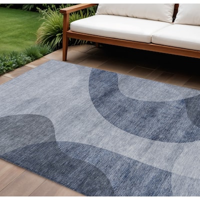 HomeRoots Abstract Transitional Rectangle Outdoor Rug
