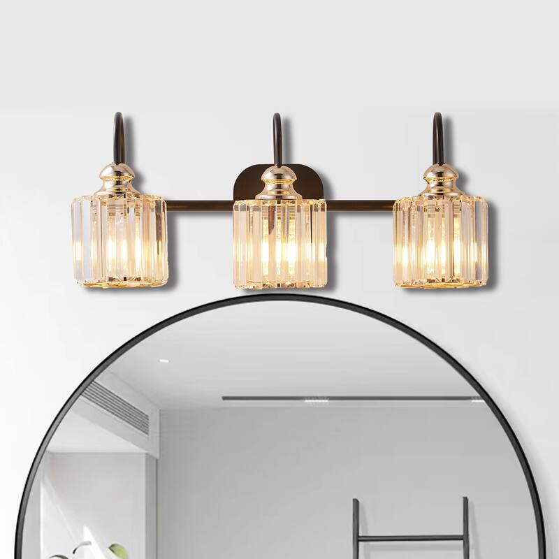 Luxury Crystal 3/4 Lights Bathroom Vanity Lights Rose Gold/ Wall Sconce Lighting - 3 lights