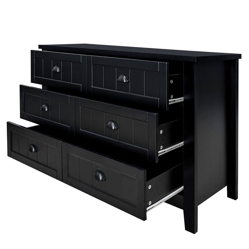 Modern Drawer Dresser with Solid Wood Frame and Retro Shell Handle