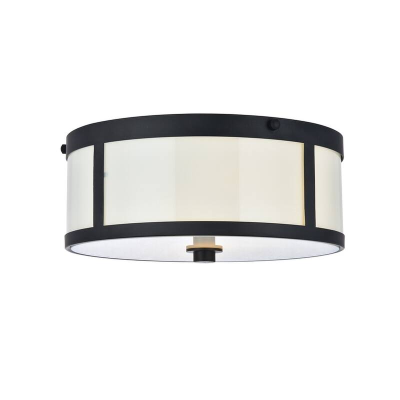 Ivy Court 2-Light 12 Inch Flush Mount - Flat Black/White