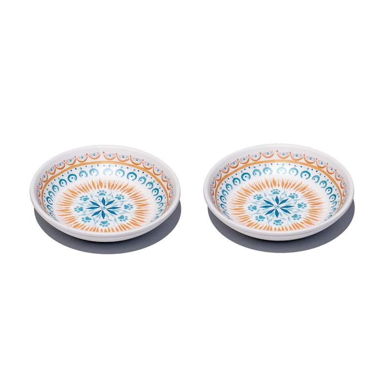 Abode Homewares Boho Kitty Medallion Melamine Pet Saucer - 0.75 cup - Multicolor - Set of 2 - Multicolor