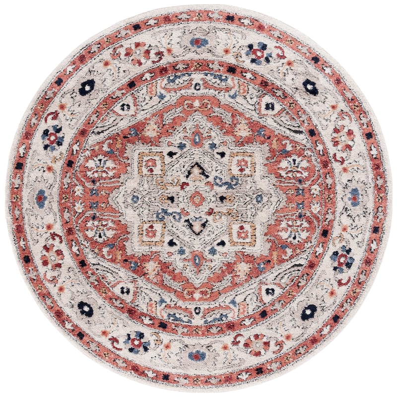 SAFAVIEH Luna Jerrie Oriental Medallion Rug - 6'7" Round - Beige/Rust