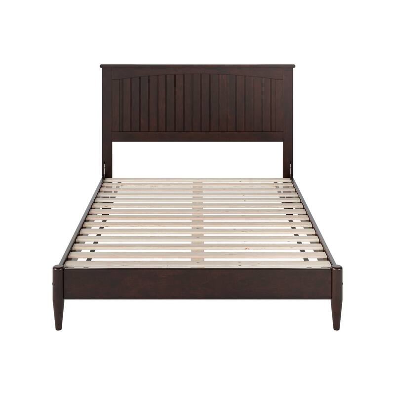 Full Size Platform Bed - Solid Wood Low Profile Bed Frame with USB Ports - Espresso Finish