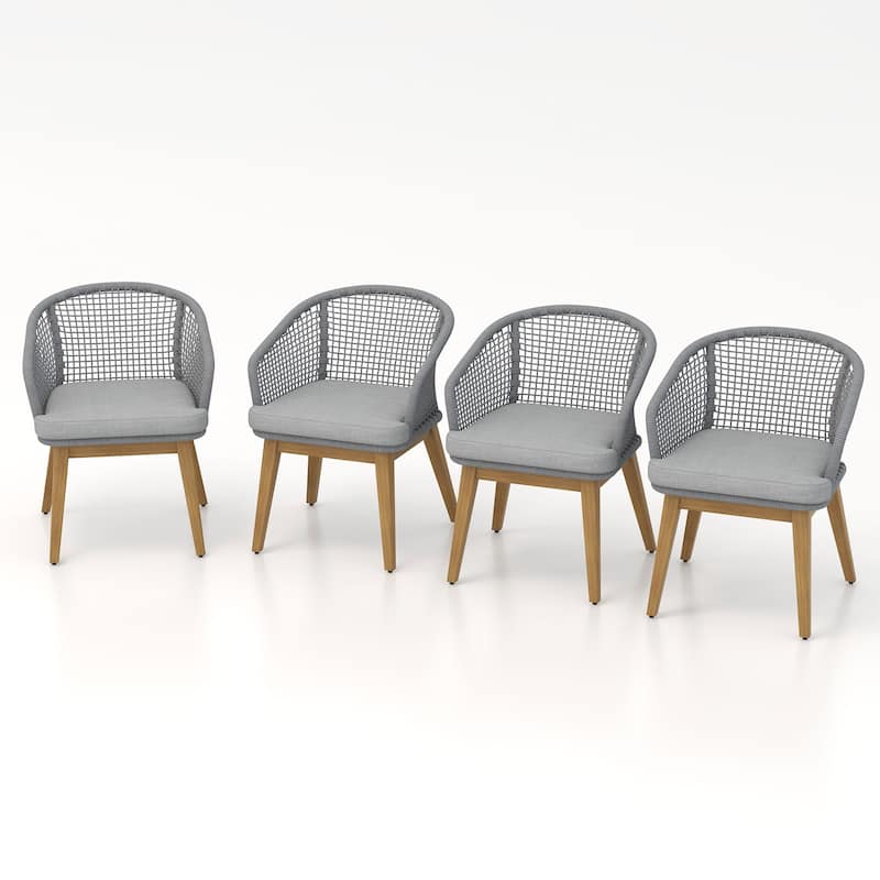 4 - Piece Woven Rope Patio Armchair Set with Cushions